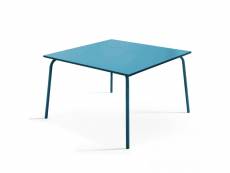 Table de jardin carrée en métal bleu pacific - palavas
