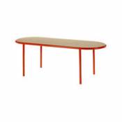 Table ovale Wooden / 210 x 80 cm - Chêne & acier - valerie objects rouge en bois