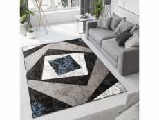Tapiso dream tapis moderne géométrique carreaux bleu noir gris blanc 220 x 300 cm K855E BLACK 2,20-3,00 CHEAP PP EYM