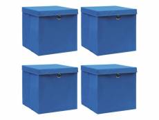 Vidaxl boîtes de rangement avec couvercle 4 pcs bleu