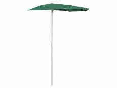 Vidaxl demi-parasol de jardin avec mât 180x90 cm vert