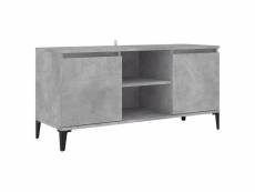Vidaxl meuble tv avec pieds en métal gris béton 103,5x35x50 cm