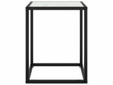 Vidaxl table basse noir avec verre marbre blanc 40x40x50