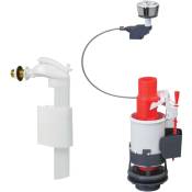 Wirquin - Chasse d'eau wc complète mécanisme wc double chasse MW2 et robinet flotteur à alimentation latérale F90 MW90C, gris et rouge - gris et rouge