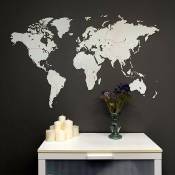 Worldmap - Carte du Monde Deco Murale 130X78cm Blanc