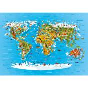 Affiche carte du monde pour enfants - 160 x 110 cm de Sanders&sanders bleu, jaune et vert