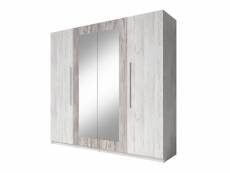 Armoire 4 portes avec miroirs couleur gris clair et gris foncé - irina