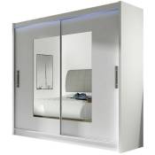 Armoire Atlanta 106, Blanc, 215x180x58cm, Portes d'armoire: