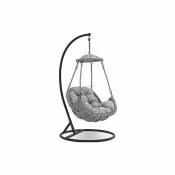Chaise de jardin suspendue - Ella Gris - Acier, Rotin synthétique, Tissu - Gris