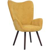 Chaise loisirs jaune avec structure en métal et assise en pin - Urban Meuble