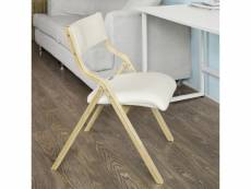 Chaise pliante en bois avec assise rembourrée, chaise pliable pour cuisine, bureau fst40-w sobuy®
