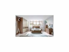 Chambre complète amalti noyer et crème lit 160x200 cm avec coffre de rangement