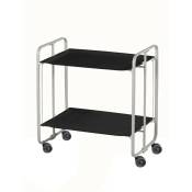 Don Hierro - Table roulante pliante bauhaus, 2 plateaux, châssis gris aluminium. - Noir