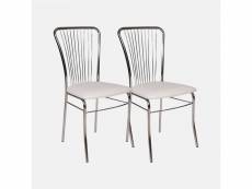 Ensemble de 2 chaises modernes en éco-cuir, pour salle à manger, cuisine ou salon, cm 54x45h93, couleur blanche 8052773728225