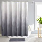 Ensemble de rideau de douche avec tapis et crochets pour salle de bain texturé imperméable tissu dégradé rideau de douche de bain 72 x 72 pouces gris