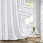 Ensemble de rideaux de douche en tissu bohème blanc, rideaux de douche en tissu touffeté de ferme moderne avec texture rayée pour décoration de salle