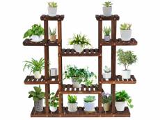 Étagère pour plantes en bois 9 tablettes pour 18 pots 125 x 25 x 114 cm charge 10kg par niveau terrasse jardin balcon salon