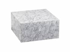 Finebuy basse finebuy monobloc 60x30x60 cm brillant aspect marbre blanc | table de salon design cube carré | table d'appoint de salon en forme de cube