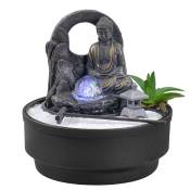 Fontaine d'intérieur jardin zen résine grise avec boule verre - H21cm