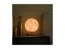 Globe lune 3d en lévitation moonflight base bois clair