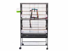 Hombuy® grande cage oiseaux avec support à roulette voliere cage perroquet perruche canaris parakeet calopsitte élégante pinson