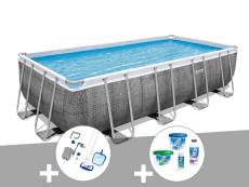 Kit piscine tubulaire rectangulaire Bestway Power Steel 5,49 x 2,74 x 1,22 m + Kit de traitement au chlore + Kit d'entretien Deluxe