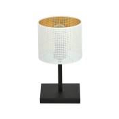 Lampe de table avec base rectangulaire blanche et intérieur doré