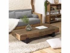 Leonce - table basse marron rectangulaire poutres bois massif