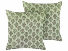 Lot de 2 coussins en velours à motif floral vert 45 x 45 cm rungia 346451