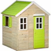 Maison de jardin enfant extérieur - Cabane en Bois avec plancher - Toit étanche - Vert et Blanc - Multi-couleurs - Kangui