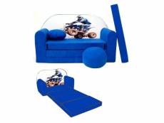 Nino canapé convertible lit pour enfant avec pouf et coussin oeko-tex quad bleu