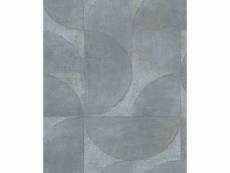 Noordwand vintage deluxe papier peint graphic circle look gris métallisé