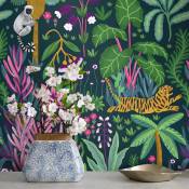 Papier Peint Jungle Tropicale avec des Singes et des Tigres 250x200 cm