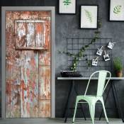 Plage - Sticker décoratif en bois rustique pour porte, 83 cm x 204 cm, effet campagne avec peinture écaillée, décoration intérieure unique et