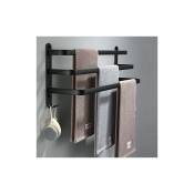 Porte-serviettes de salle de bain, porte-serviettes mural noir pour douche et cuisine, barres de porte étanches avec crochet (50 cm, trois barres)