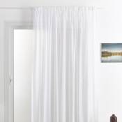 Rideau voilage classique uni polyester-lin avec bas plombé - Blanc - 180 x 240 cm