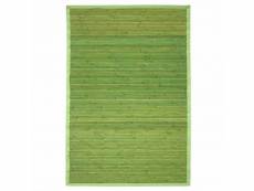 Solo bamboo - tapis en bambou larges lattes et ganse vert 160x230
