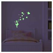 Sticker phosphorescent Fée avec Coeurs - autocollant Fluorescent et Lumineux Jusqu'à 5 heures de Suite - Décoration pour chambre bébé et Enfant - Adhé
