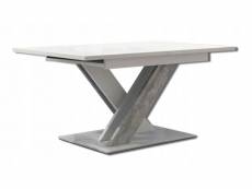 Table a manger extensible bruce - beton et blanc 140-180 cm
