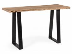 Table console bois d'acacia et pieds acier noir amaly
