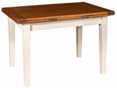 Table de campagne à rallonge en bois de tilleul massif, structure blanche, plateau en noyer vieilli made in italy