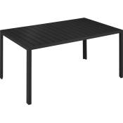 Table de jardin bianca 150 x 90 cm pieds réglables en hauteur - noir/noir - noir/noir