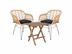 Table de jardin carrée 50 cm + 2 fauteuils #DS