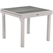Table de jardin extensible Piazza gris smoke & blanc 8 places en aluminium traité époxy - Hespéride - Gris smoke / blanc