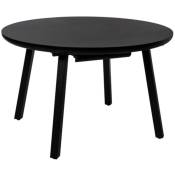 Table ronde extensible intérieur ou extérieur Katty-Couleur Noir-Largeur 100 à 140 cm