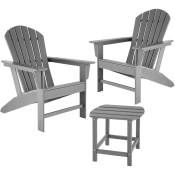 Tectake - Lot de 2 chaises de jardin janis avec table kamala - fauteuil de jardin, fauteuil extérieur, chaise extérieur - gris clair