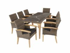 Tectake table en rotin foggia avec 8 chaises - marron