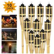 Torche de jardin Set d'éclairage Bougie Torche en bambou 10x flambeaux Torche en bambou - Tolletour