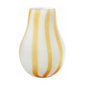 Vase en verre soufflé jaune et blanc Ada Stripe -