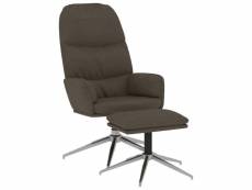 Vidaxl chaise de relaxation avec tabouret gris foncé